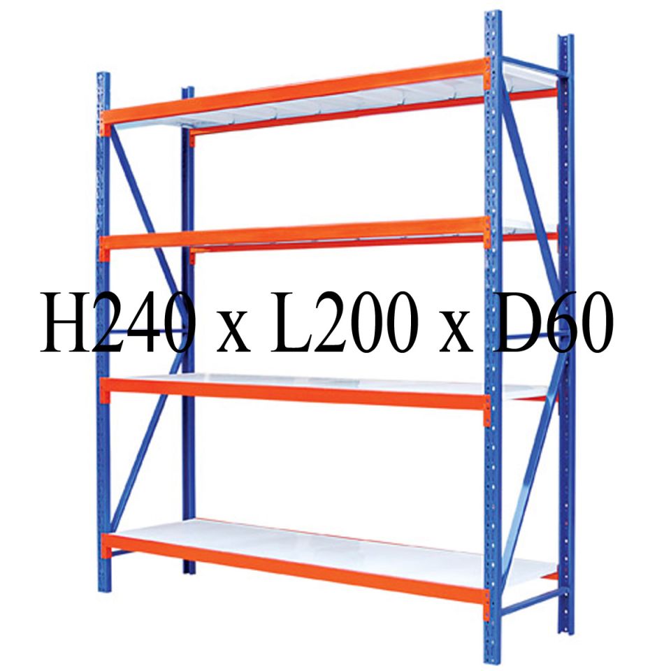 Warehouse Rack H240 × L200 × D60cm, shown with four shelves