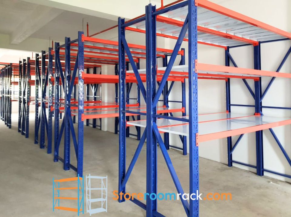 Back-to-back island runs — Mapletree industrial unit, commercial racking installation in Singapore